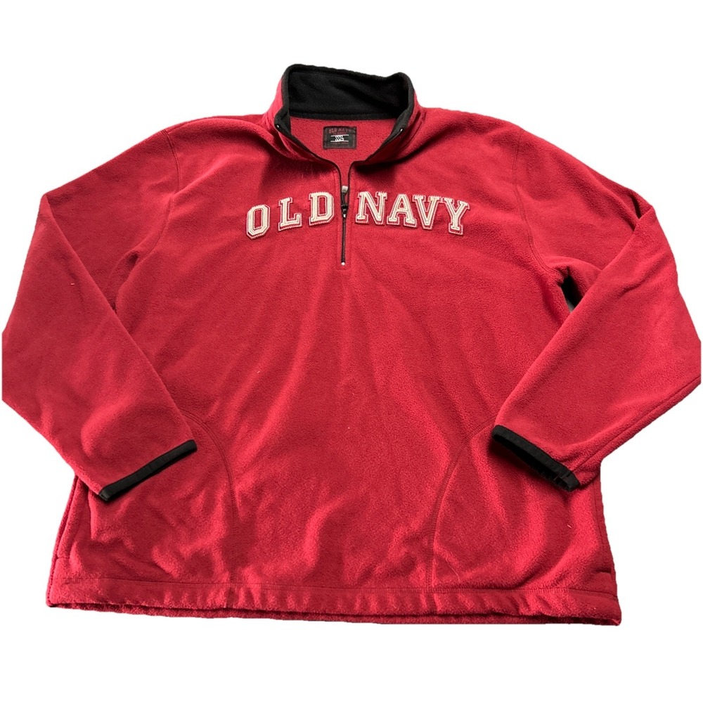 Vintage Y2K 2000s Old Navy Embroidered Fleece Quarter Zip Maroon Mens Size XL
